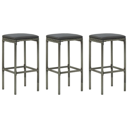 4 Piece Patio Bar Set with Cushions Poly Rattan Gray