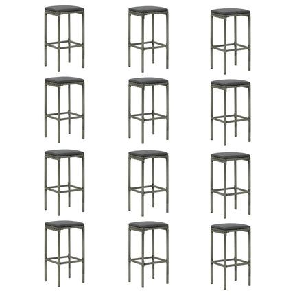16 Piece Patio Bar Set with Cushions Poly Rattan Gray