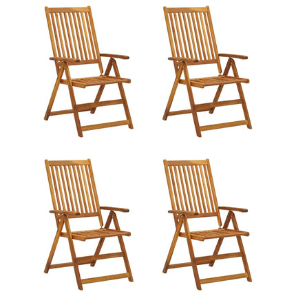 Patio Reclining Chairs 4 pcs with Cushions Solid Acacia Wood