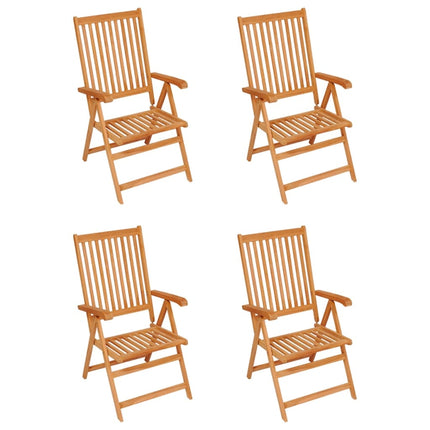 Patio Chairs 4 pcs with Blue Cushions Solid Teak Wood