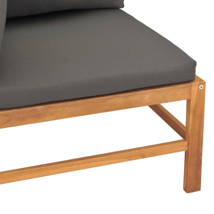 Corner Sofas 2 pcs with Dark Gray Cushions Solid Teak Wood