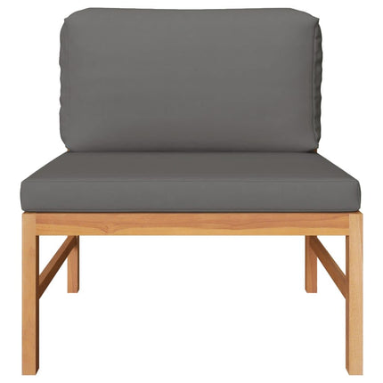 3 Piece Patio Lounge Set with Dark Gray Cushions Teak Wood