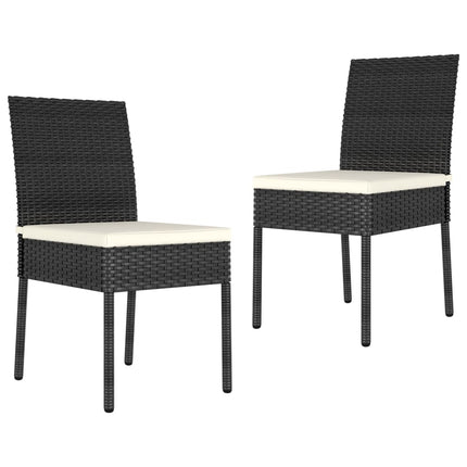 3 Piece Patio Dining Set Poly Rattan Black
