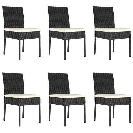 7 Piece Patio Dining Set Poly Rattan Black