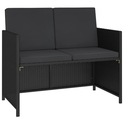 6 Piece Patio Dining Set with Cushions Poly Rattan Black