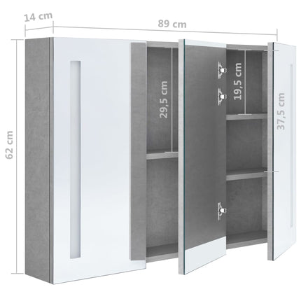LED Bathroom Mirror Cabinet Concrete Gray 35"x5.5"x24.4