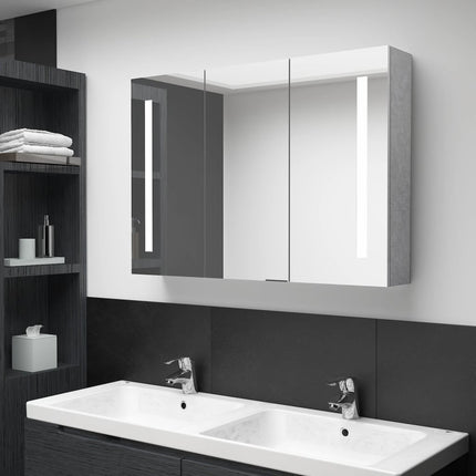 LED Bathroom Mirror Cabinet Concrete Gray 35"x5.5"x24.4