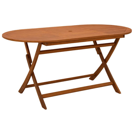 Folding Patio Table 63"x33.5"x29.5" Solid Eucalyptus Wood