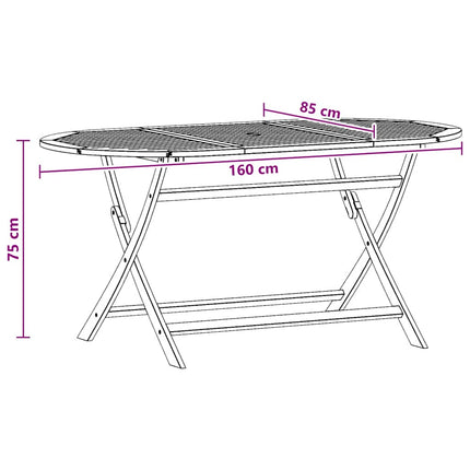 Folding Patio Table 63"x33.5"x29.5" Solid Eucalyptus Wood