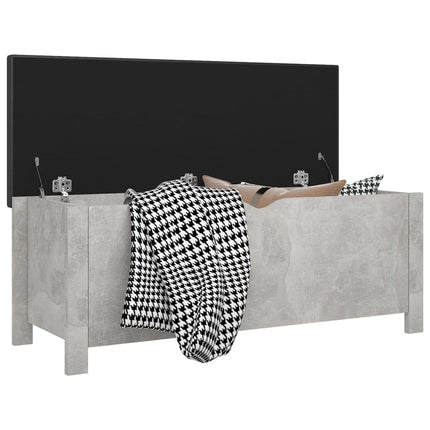 Storage Box with Cushion Concrete Gray 41.3"x15.7"x17.7" Engineered Wood