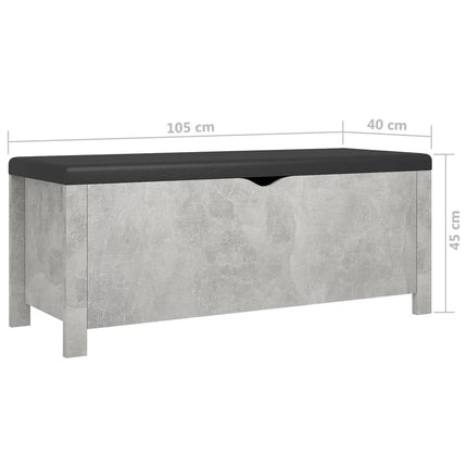 Storage Box with Cushion Concrete Gray 41.3"x15.7"x17.7" Engineered Wood