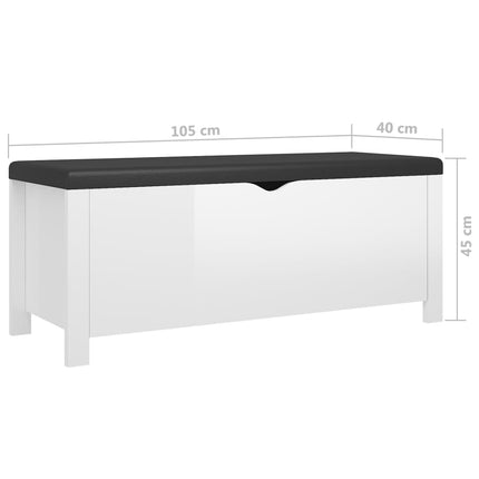 Storage Box with Cushion High Gloss White 41.3"x15.7"x17.7" Engineered Wood