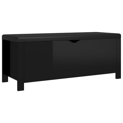 Storage Box with Cushion High Gloss Black 41.3"x15.7"x17.7" Engineered Wood