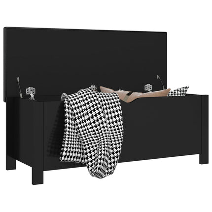 Storage Box with Cushion High Gloss Black 41.3"x15.7"x17.7" Engineered Wood