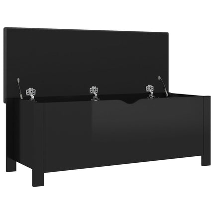 Storage Box with Cushion High Gloss Black 41.3"x15.7"x17.7" Engineered Wood