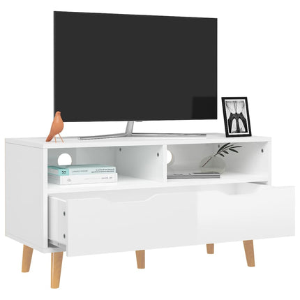 TV Stand High Gloss White 35.4"x15.7"x19.1" Engineered Wood
