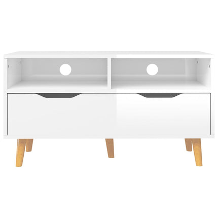 TV Stand High Gloss White 35.4"x15.7"x19.1" Engineered Wood