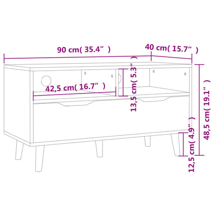 TV Stand Smoked Oak 35.4"x15.7"x19.1" Engineered Wood