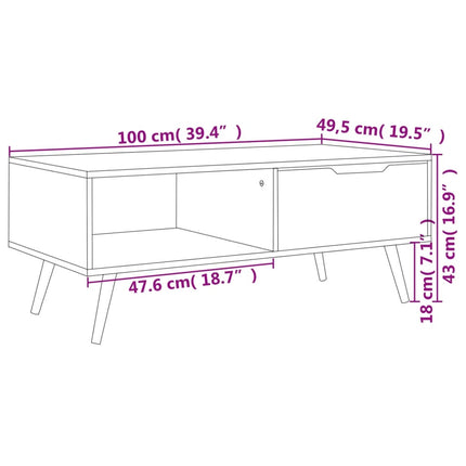 Coffee Table Black 39.4"x19.5"x16.9" Engineered Wood