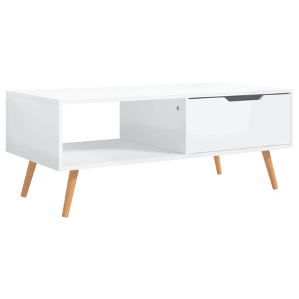 Coffee Table High Gloss White 39.4"x19.5"x16.9" Engineered Wood