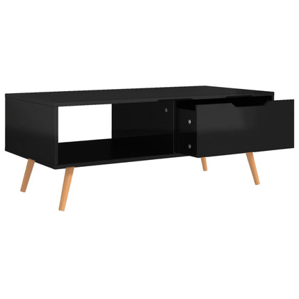 Coffee Table High Gloss Black 39.4"x19.5"x16.9" Engineered Wood