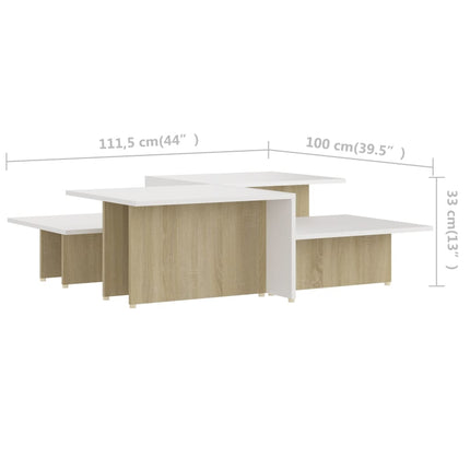 Coffee Tables 2 pcs Sonoma Oak and White 43.9"x19.7"x13" Engineered Wood