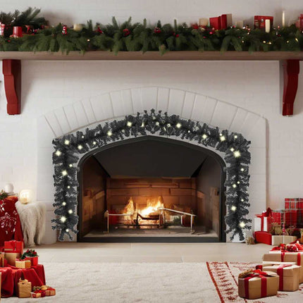 Christmas Garland with LED Lights 65.6 ft Black