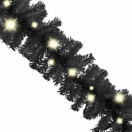 Christmas Garland with LED Lights 65.6 ft Black
