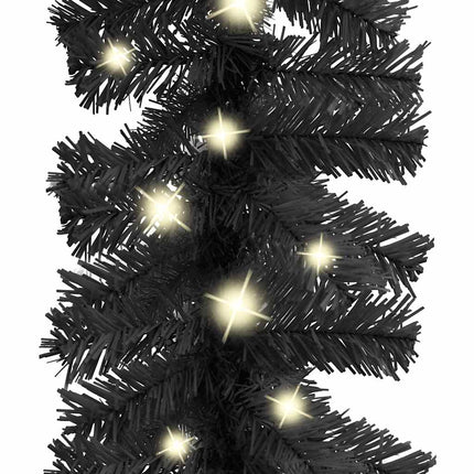 Christmas Garland with LED Lights 65.6 ft Black