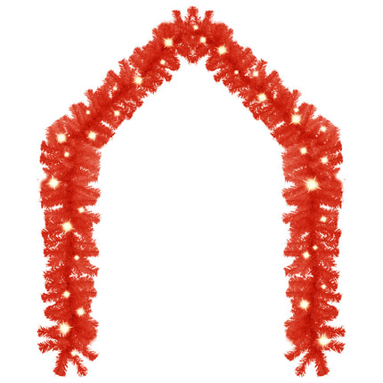 Christmas Garland with LED Lights 16 ft Red
