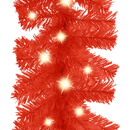 Christmas Garland with LED Lights 16 ft Red