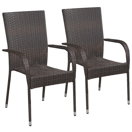 3 Piece Patio Dining Set Brown