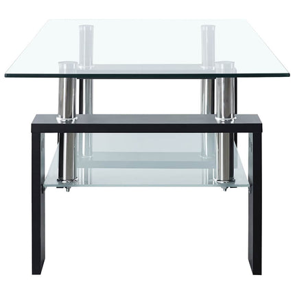 Coffee Table Black and Transparent 37.4"x21.7"x15.7" Tempered Glass