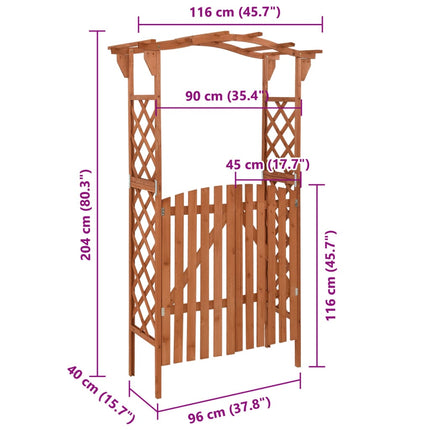 Pergola with Gate 45.7"x15.7"x80.3" Solid Firwood