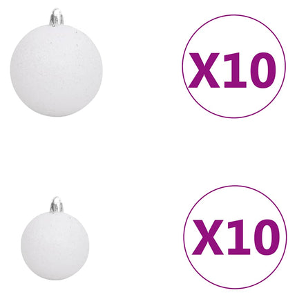 120 Piece Christmas Ball Set with Peak and 300 LEDs White&Gray