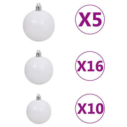120 Piece Christmas Ball Set with Peak and 300 LEDs White&Gray