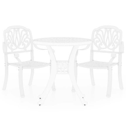 3 Piece Bistro Set Cast Aluminum White