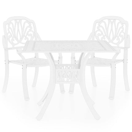 3 Piece Bistro Set Cast Aluminum White