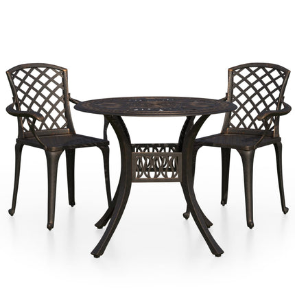 3 Piece Bistro Set Cast Aluminum Bronze