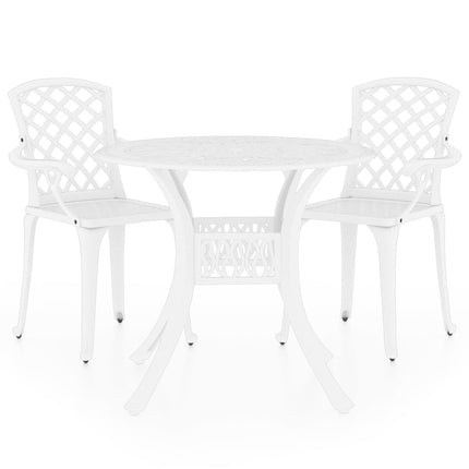 3 Piece Bistro Set Cast Aluminum White