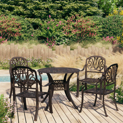 5 Piece Bistro Set Cast Aluminum Bronze