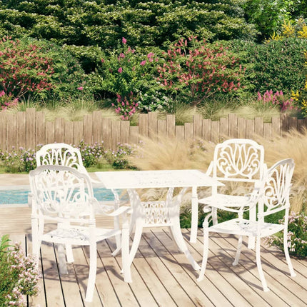5 Piece Bistro Set Cast Aluminum White