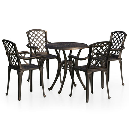 5 Piece Bistro Set Cast Aluminum Bronze