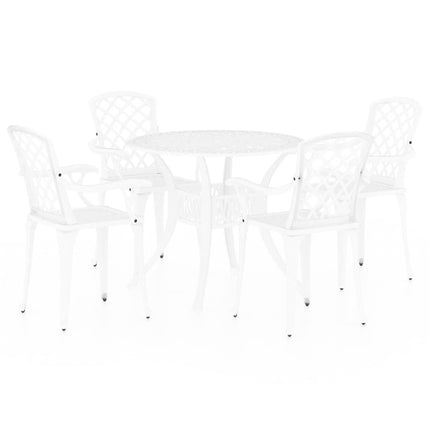 5 Piece Bistro Set Cast Aluminum White