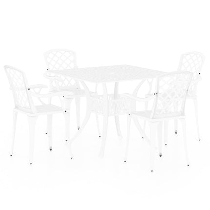 5 Piece Bistro Set Cast Aluminum White