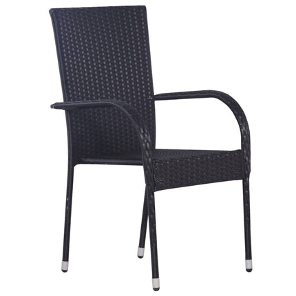5 Piece Patio Dining Set Poly Rattan Black