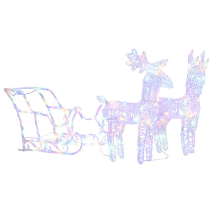 Reindeers & Sleigh Christmas Decoration 160 LEDs 51.2" Acrylic