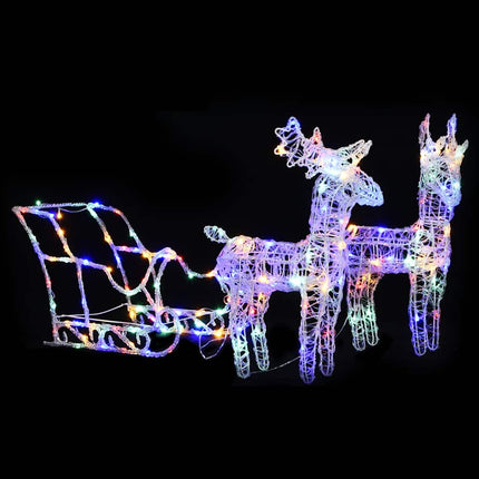 Reindeers & Sleigh Christmas Decoration 160 LEDs 51.2" Acrylic