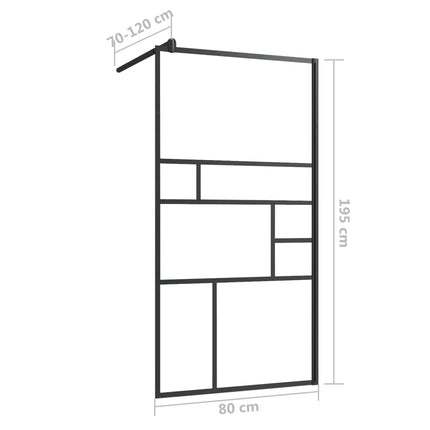 Walk-in Shower Wall with Clear ESG Glass 31.5"x76.8" Black