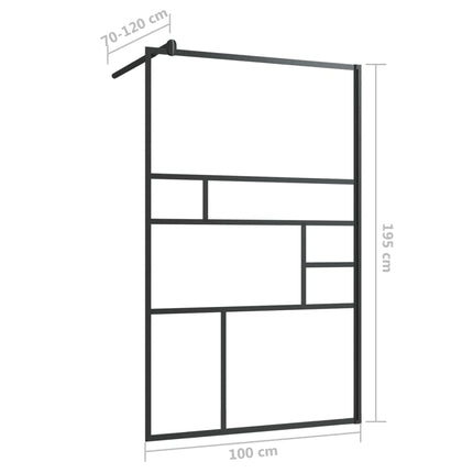 Walk-in Shower Wall with Clear ESG Glass 39.4"x76.8" Black